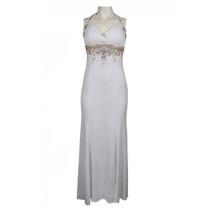 ADRIANNA PAPELL Elegant White and Gold Women's Dress